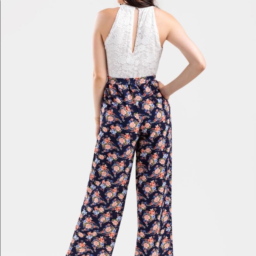 NWT Francesca’s Lacey Floral Jumpsuit